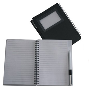 Plastic notebook with ballpen/card holder PM PM09969